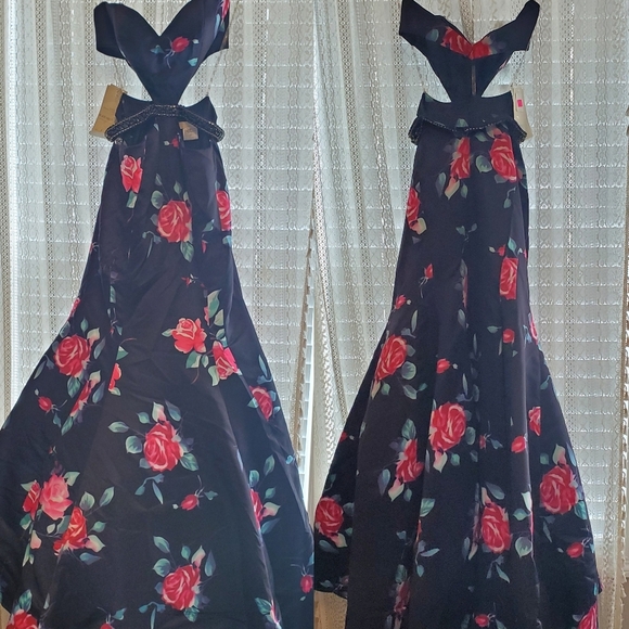 JASZ COUTURE Cutout Beaded Floral Mermaid Evening Prom Dress Size 2 - Picture 5 of 15